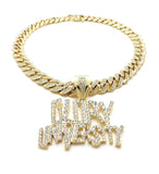 Hip Hop GLORY UNIVERSITY & 18" Iced Box Lock Cuban Choker Chain Necklace