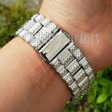 Men's Hip Hop Iced Red Dial White Gold PT Migos Bling BIG Simulated Diamond Watch