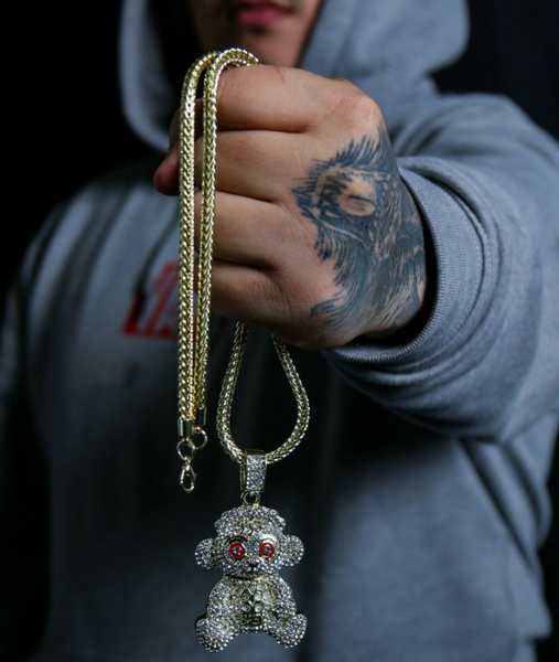 MaxBling81 Hip Hop 38 Baby Young Boy Monkey Pendant & Iced Cuban Link Chain Set