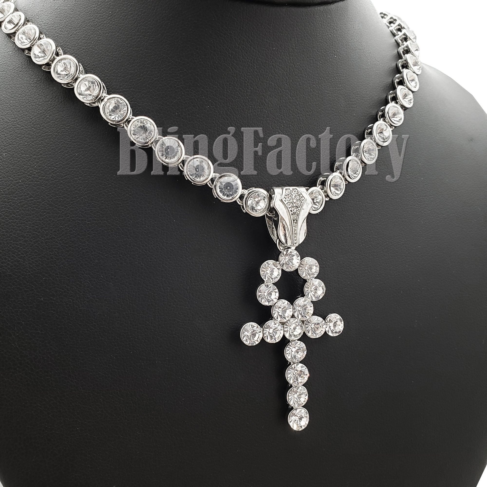 アクセサリー CZ split cross D necklace type WHITEGOLD 2 Ctw CZ Cross Pendant Necklace
