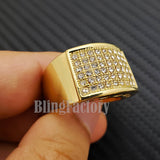 MENS ICED OUT HIP HOP LUXURY LAB DIAMOND RAPPER'S GOLD PLATED PINKY 8 ~ 12 RING