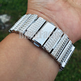 Men Hip Hop Iced Bling White Gold PT Rapper Lab Diamond Urban Metal Offset Watch