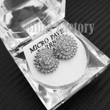 ICED FASHION HIP HOP GOLD & SILVER PLATED CZ FLOWER SHAPE STUD BLING EARRINGS