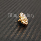 ICED FASHION HIP HOP GOLD & SILVER PLATED CZ FLOWER SHAPE STUD BLING EARRINGS