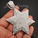 HIP HOP ICED LAB DIAMOND WHITE GOLD PLATED LARGE STAR OF DAVID CHARM PENDANT