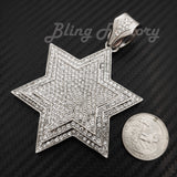 HIP HOP ICED LAB DIAMOND WHITE GOLD PLATED LARGE STAR OF DAVID CHARM PENDANT