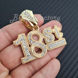 Hip Hop Iced Gold Plated Mick Mill 18ST Pendant & 12mm 16" 18" 20" 24" Iced Cuban Box Lock Chain Necklace