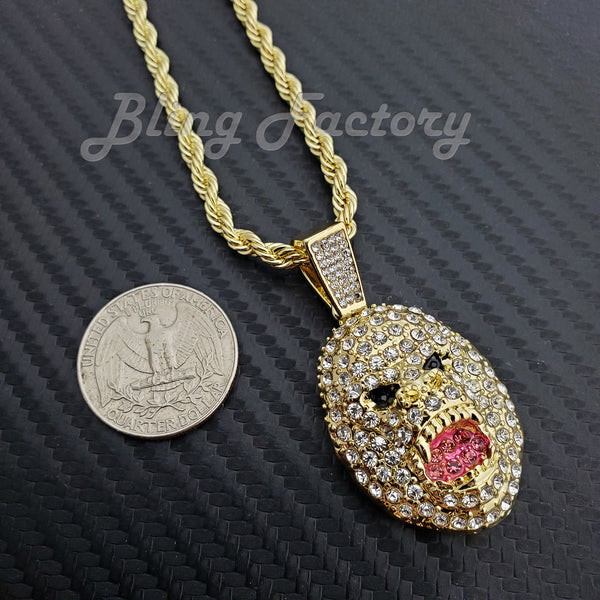 thumbnail image 2 of Hip Hop Iced Crowned King & REAL Pendant Set With 24″ 4mm Rope Chain – Bust Down Necklace 2 of 5