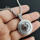 Hip Hop Iced Tiger Medal Pendant & 4mm 24" Rope Chain Fashion Bling Necklace