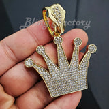 Iced Gold Plated KING Crown Pendant pendant & 12mm 16" 18" 20" 24" Iced Box Lock Cuban Choker Chain Hip Hop Necklace
