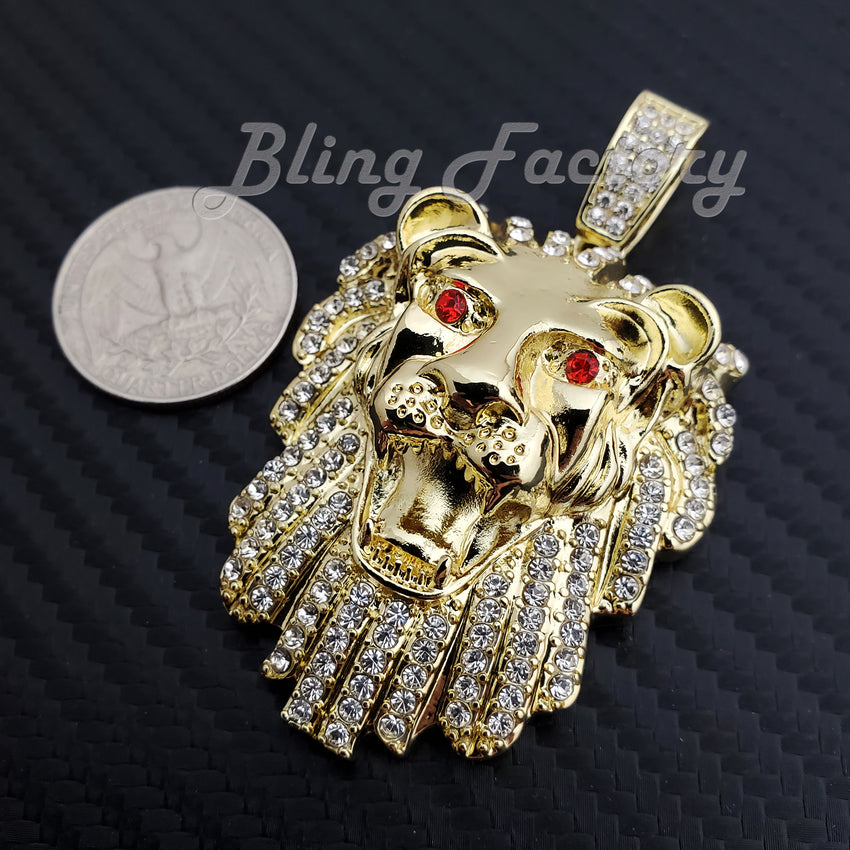 HIP HOP ICED FASHION LAB DIAMOND LARGE LION HEAD BLING RAPPER'S CHARM PENDANT