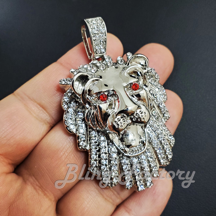 HIP HOP ICED FASHION LAB DIAMOND LARGE LION HEAD BLING RAPPER'S CHARM PENDANT