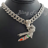 Silver Plated Astro Boy Bling Pendant & 16" 18" 20" 24" Iced Cuban Box Lock Chain Necklace