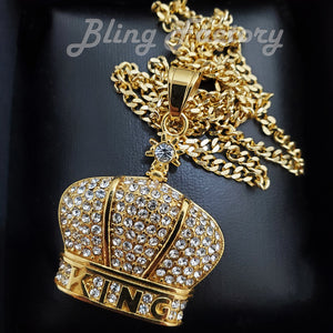 Hip Hop Stainless Steel KING CROWN Pendant & 3mm 18