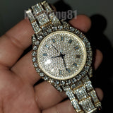 Hip Hop Full Iced Bling Gold Plated Rapper's Bling Lab Diamond Watch