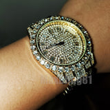 Hip Hop Full Iced Bling Gold Plated Rapper's Bling Lab Diamond Watch