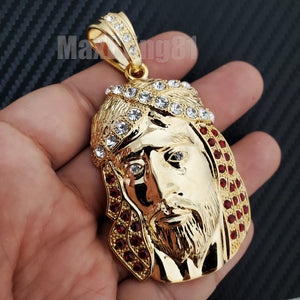 Hip Hop Iced Gold Plated Large Holy Jesus Head Bling Fashion Charm Pendant