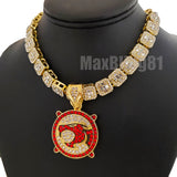 Hip Hop Gold Plated THUNDER CAT Pendant & 16" 18" Iced Baguette Choker Chain Necklace