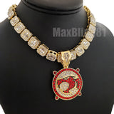 Hip Hop Gold Plated THUNDER CAT Pendant & 16" 18" Iced Baguette Choker Chain Necklace