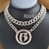 RUFF RYDERS DMX R Pendant & 20" Cuban & Iced Cuban Box Lock Chain Necklace Set