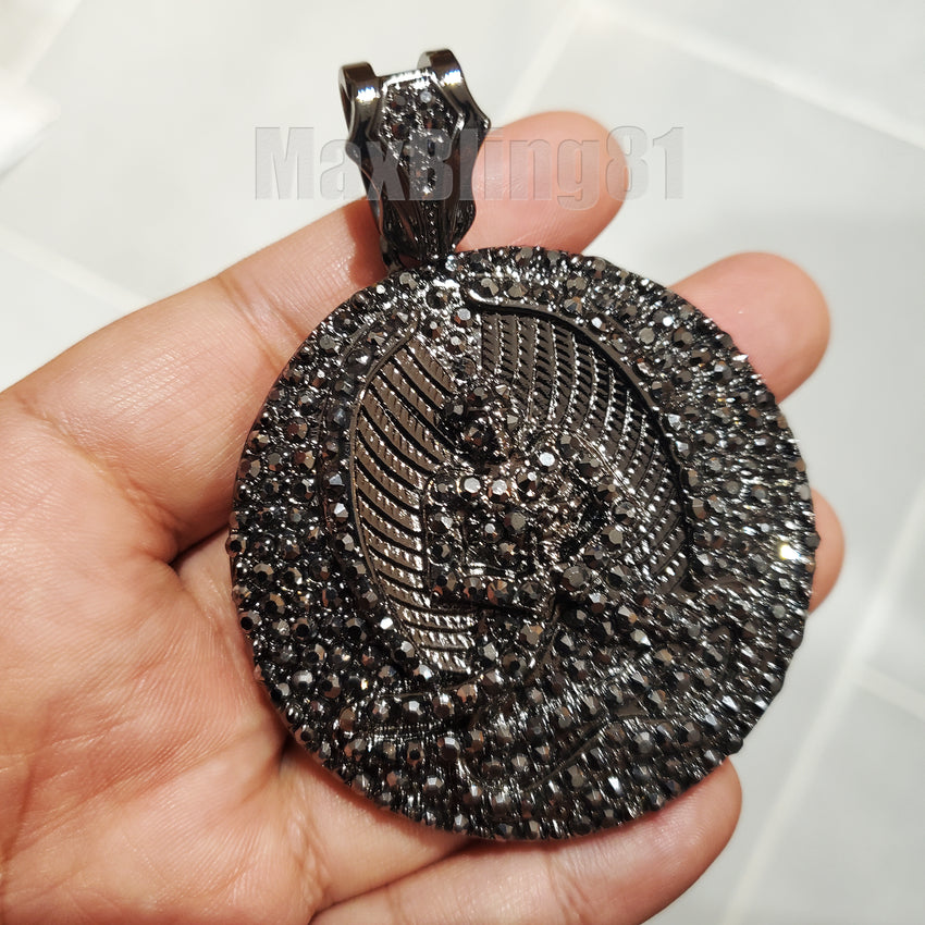 ICED BLACK HEMATITE 2PAC EUPHANASIA LARGE LAB DIAMOND RAPPER'S CHARM PENDANT