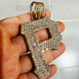 ICED HIP HOP GOLD PLATED LAB DIAMOND PITTSBURGH P RAPPER'S LARGE CHARM PENDANT