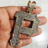 ICED HIP HOP GOLD PLATED LAB DIAMOND PITTSBURGH P RAPPER'S LARGE CHARM PENDANT
