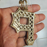 ICED HIP HOP GOLD PLATED LAB DIAMOND PITTSBURGH P RAPPER'S LARGE CHARM PENDANT