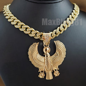 Gold plated Egyptian Horus Bird Pendant & 13mm 16