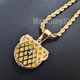 Hip Hop Iced Lab Diamond Clown Mask Pendant & 4mm 24" Rope Chain Bling Fashion Necklace