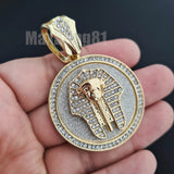 Gold Plated King Tut Pharaoh Pendant & 13mm 16" 18" 20" 24" Iced Cuban Box Lock Chain Hip Hop Necklace