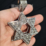 HIP HOP ICED LAB DIAMOND WHITE GOLD PLATED STAR OF DAVID BLING CHARM PENDANT