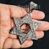 HIP HOP ICED LAB DIAMOND WHITE GOLD PLATED STAR OF DAVID BLING CHARM PENDANT