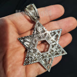 HIP HOP ICED LAB DIAMOND WHITE GOLD PLATED STAR OF DAVID BLING CHARM PENDANT