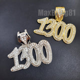Hip Hop Gold Silver Tone Iced Lab Diamond POLO-G 1300 Bling Charm Pendant