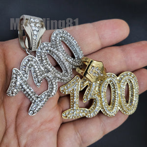 Hip Hop Gold Silver Tone Iced Lab Diamond POLO-G 1300 Bling Charm Pendant