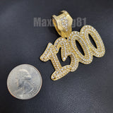 Gold Plated Rapper POLO-G 1300 Pendant & 10mm 18" 20" 24" Iced Baguette Chain Necklace