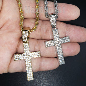 Hip Hop Jewelry Iced Holy Bling Cross Pendant & 24