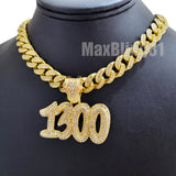 Gold PT POLO-G 1300 w/ 18" Iced Cuban & GOAT w/ 24" Rope Chain Hip Hop Necklace