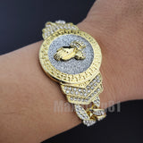 Hip Hop 14K Gold Plated 8.5" CZ Full Iced Out Praying Hands Cuban Bracelet