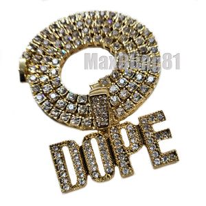 Hip Hop Jewelry Iced DOPE Pendant & 4.5mm 16
