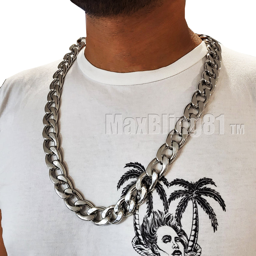 Rapper's Gold Plated Bling Alloy 18mm 30" Miami Cuban Thick Heavy Chain Hip Hop Necklace