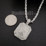 ICED HIP HOP SILVER PLATED SIMULATED DIAMOND WATCH & NECKLACE & BRACELET SET