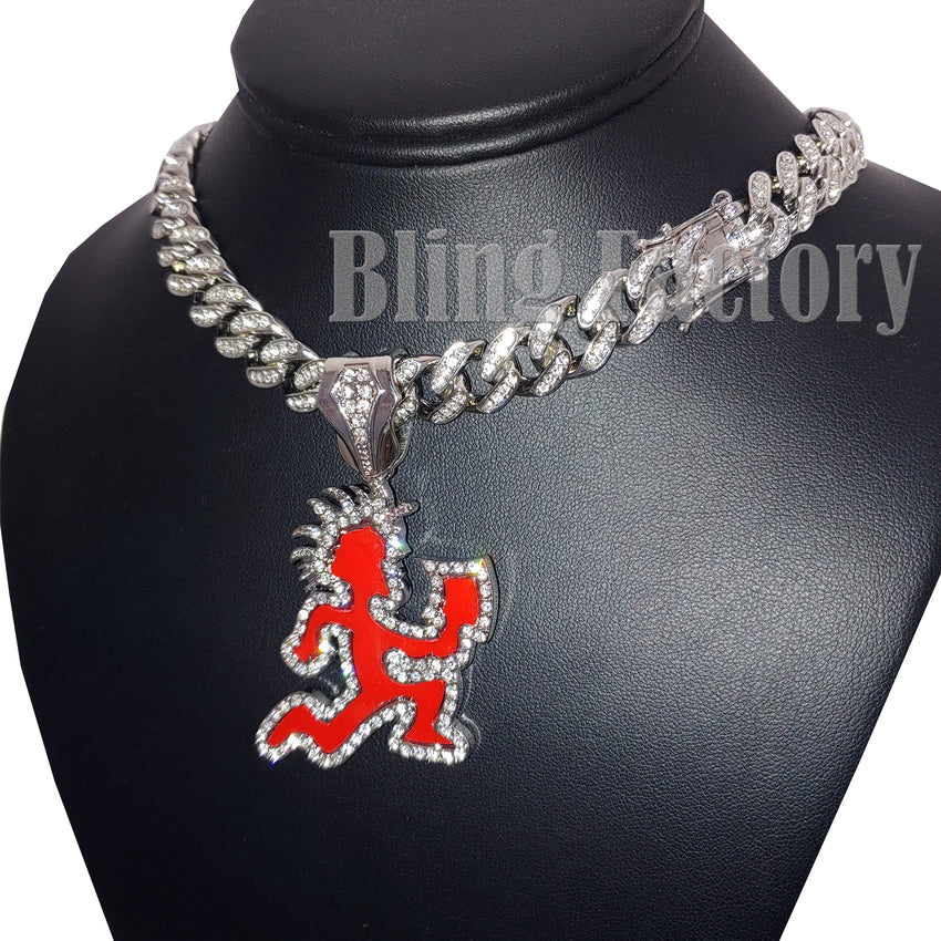 HATCHET MAN RUNNER Pendant & 12mm 16" 18" 20" Iced Cuban Choker Chain Necklace