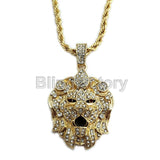 Hip Hop Iced Out Lion Head Lab Diamond Pendant & 5mm 30" Rope Chain Necklace