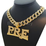 Hip Hop Young Dolph PRE Pendant & 18" Full Iced Cuban Choker Chain Necklace Set