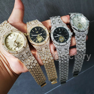 Luxury Men's Iced Rapper's Lab Diamond Metal Band Dress Clubbing wrist Watch