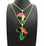 New Fist & Ankh in Africa Pendant w/ 24",30" Box Chain Hip Hop 2 Necklace Set