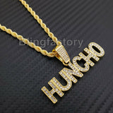 Hip Hop Iced out Lab Diamond HUNCHO Pendant & 4mm 24" Rope Chain Necklace