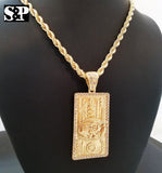 $100 Hundred Dollar Bill Benjamin Money Pendant & 5mm 30" Rope Chain Necklace